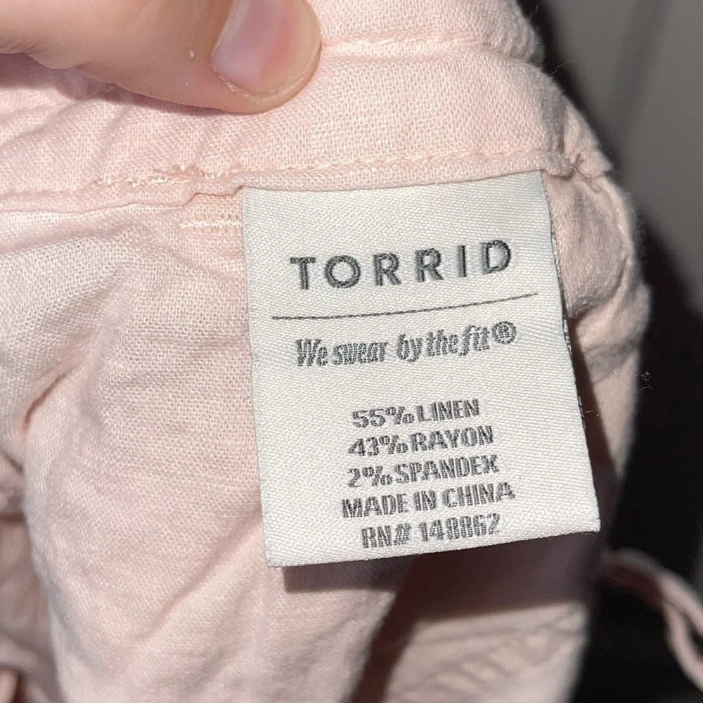 Torrid Blush Pink Linen Blend Drawstring Shorts Size 14 Plus